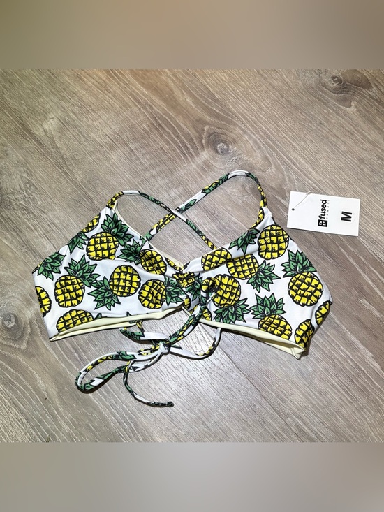 Fused Hawaii Other - Pineapple Print Tie-Back Bikini Top - White/Yellow/Green